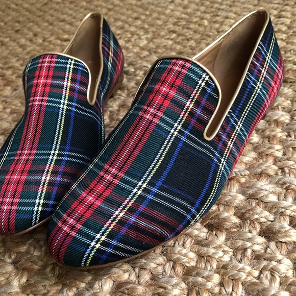 J. Crew Shoes - New: J Crew Stewart Plaid Smoking Loafer. Size 8.5